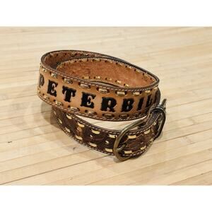 Peterbilt Leather Belt Men’s 40 Dakota Leather Co. Brown Tooled W/ Eagles EUC